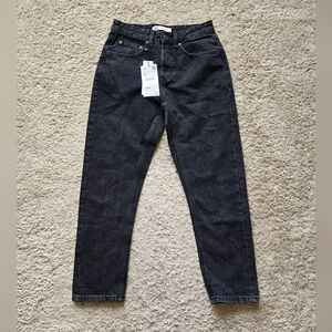 Zara 1985 Slim Crop Jeans Womens 29 Gray Button Fly